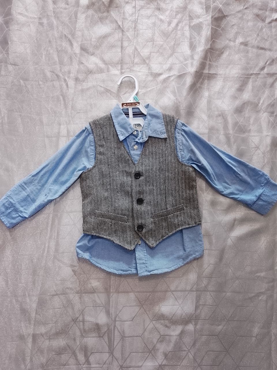 Camisa Place Est. 1989 Azul con Negro de Niño